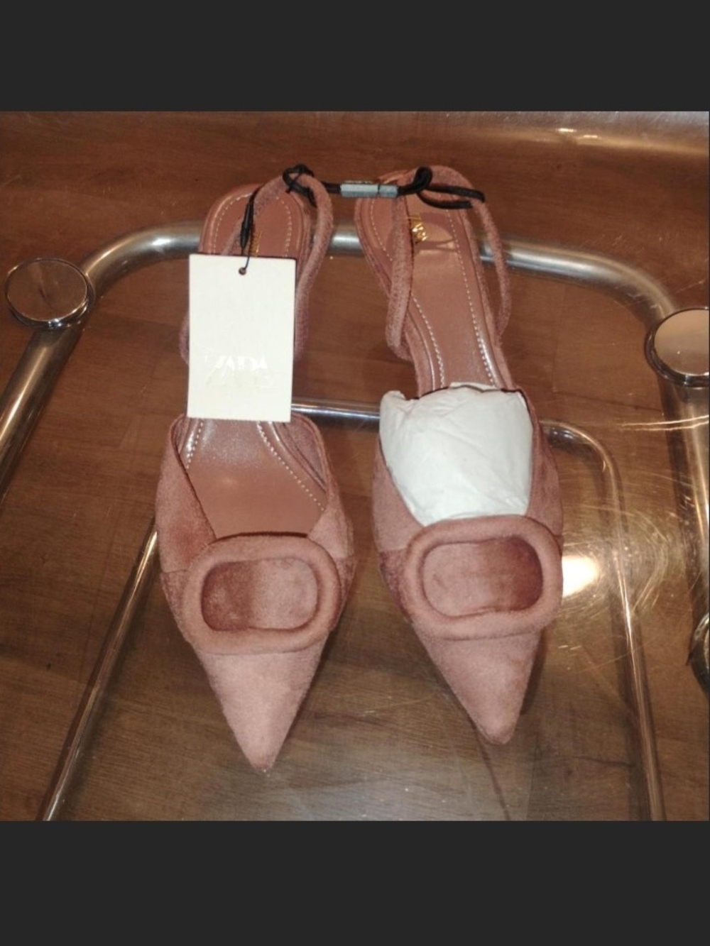 Zara Pointed Toe Slingback Heels in Dusty Rose